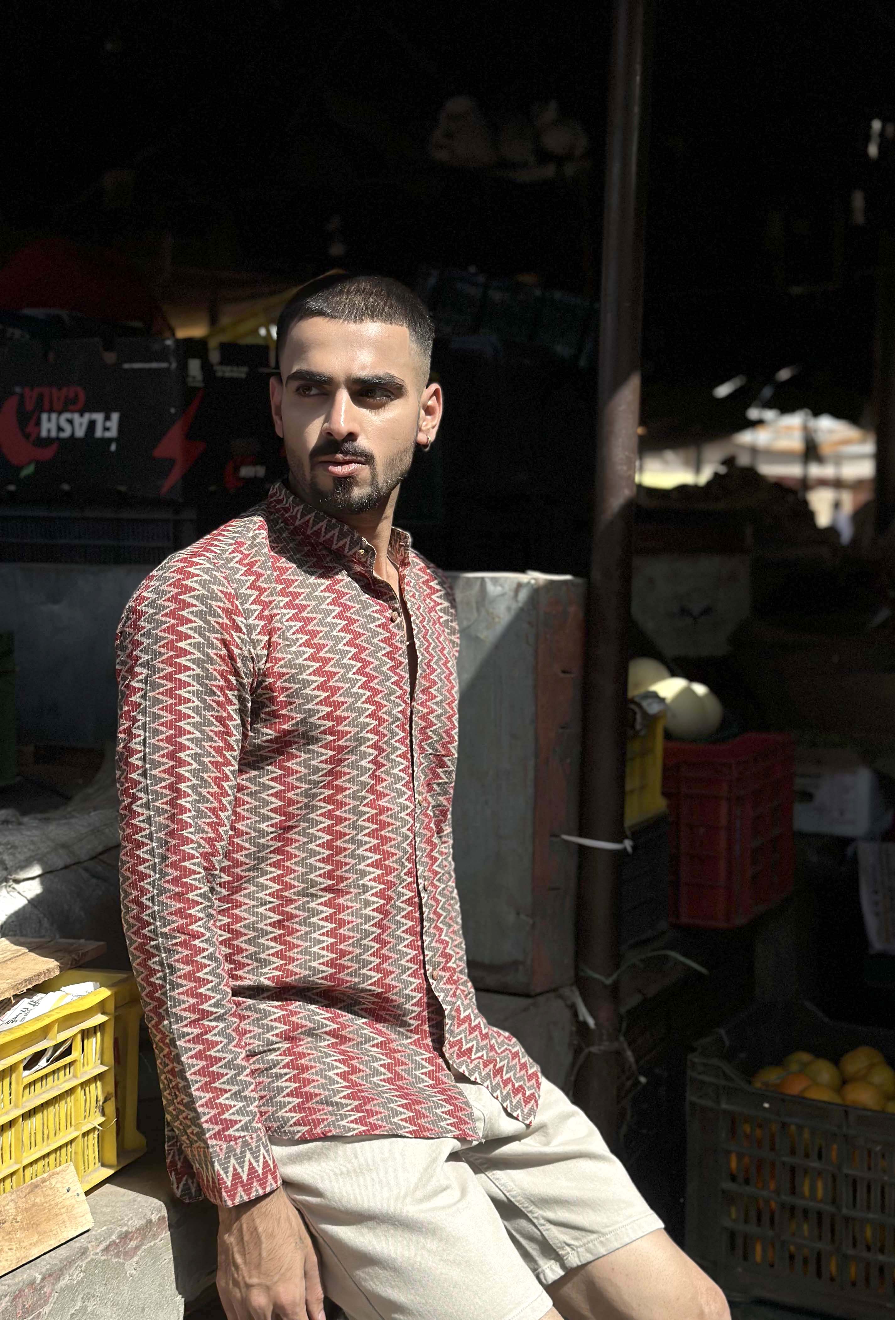 Red - Ash Grey Shirt